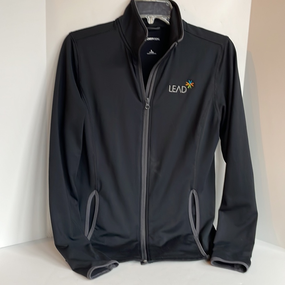 Sport-Tek zip front fleece lined thumb hole sleeve fitted jacket size small